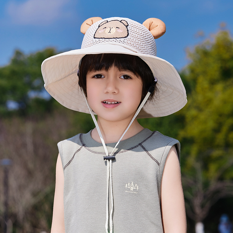 Παιδικό αντηλιακό καπέλο καλοκαιρινό αντι-UV καπέλο ηλίου για αγόρια και κορίτσια μωρού με κινούμενα σχέδια, μεγάλο γείσο, καπέλο ψαρά με σκιά