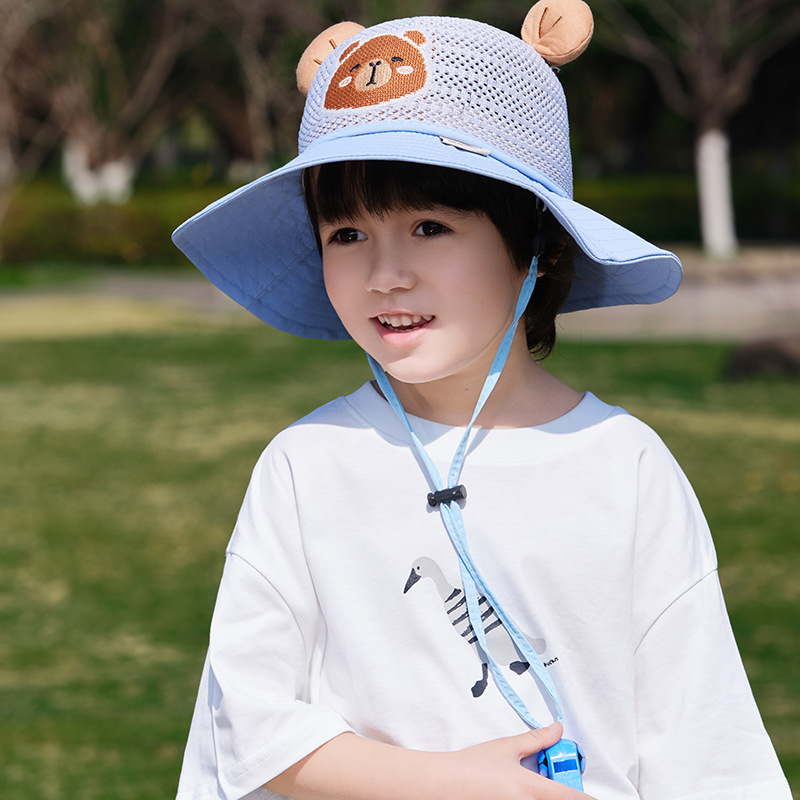 Παιδικό αντηλιακό καπέλο καλοκαιρινό αντι-UV καπέλο ηλίου για αγόρια και κορίτσια μωρού με κινούμενα σχέδια, μεγάλο γείσο, καπέλο ψαρά με σκιά
