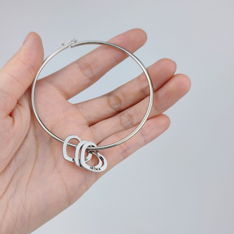 Jauna cirsta vārda sirdsveida kulona aproce sievietēm, personalizēta nerūsējošā tērauda personalizēta aproce, pašdarināta rotaslieta, dāvana