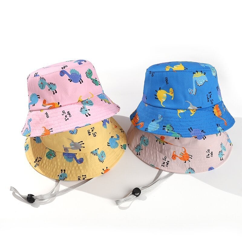 Pălărie de pescar cu dinozauri drăguți pentru copii, respirabilă, rezistentă la vânt, rezistentă la soare, pentru bărbați și femei, pentru călătorii în aer liber, aprobată din fabrică