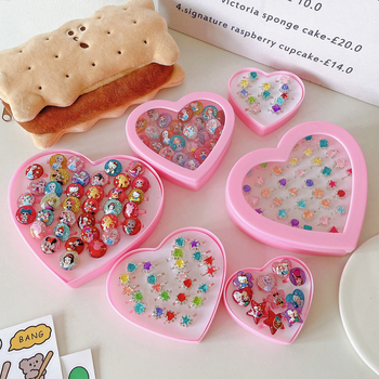 Νέο παιδικό δαχτυλίδι, πακέτο 50 τεμαχίων, ρυθμιζόμενο δαχτυλίδι για κορίτσια με κινούμενα σχέδια, Cyber, δώρο για την Ημέρα των Παιδιών, σετ 61 τεμαχίων