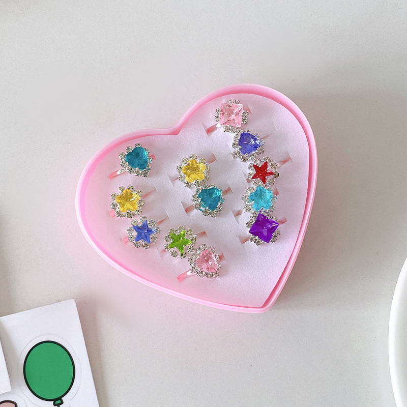 Inele noi pentru copii, pachet de 50, inele reglabile cu desene animate Cyber Celebrity pentru fete, set cadou, 61 de cadouri de Ziua Copilului