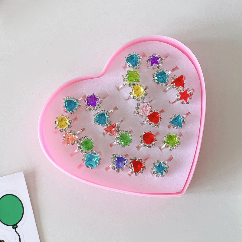 Inele noi pentru copii, pachet de 50, inele reglabile cu desene animate Cyber Celebrity pentru fete, set cadou, 61 de cadouri de Ziua Copilului