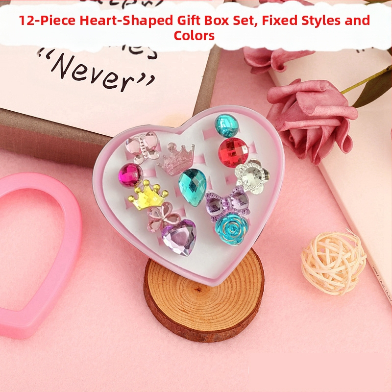 Inele noi pentru copii, pachet de 50, inele reglabile cu desene animate Cyber Celebrity pentru fete, set cadou, 61 de cadouri de Ziua Copilului