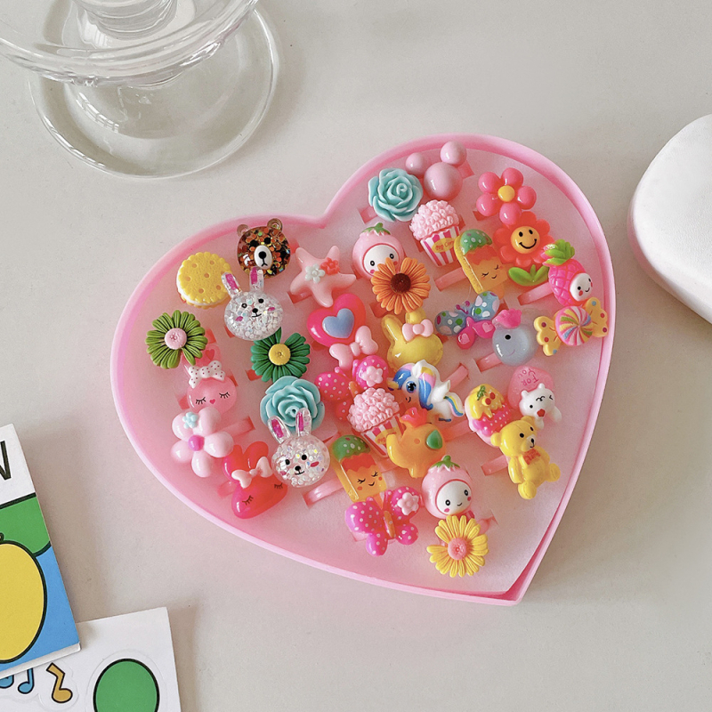 Inele noi pentru copii, pachet de 50, inele reglabile cu desene animate Cyber Celebrity pentru fete, set cadou, 61 de cadouri de Ziua Copilului