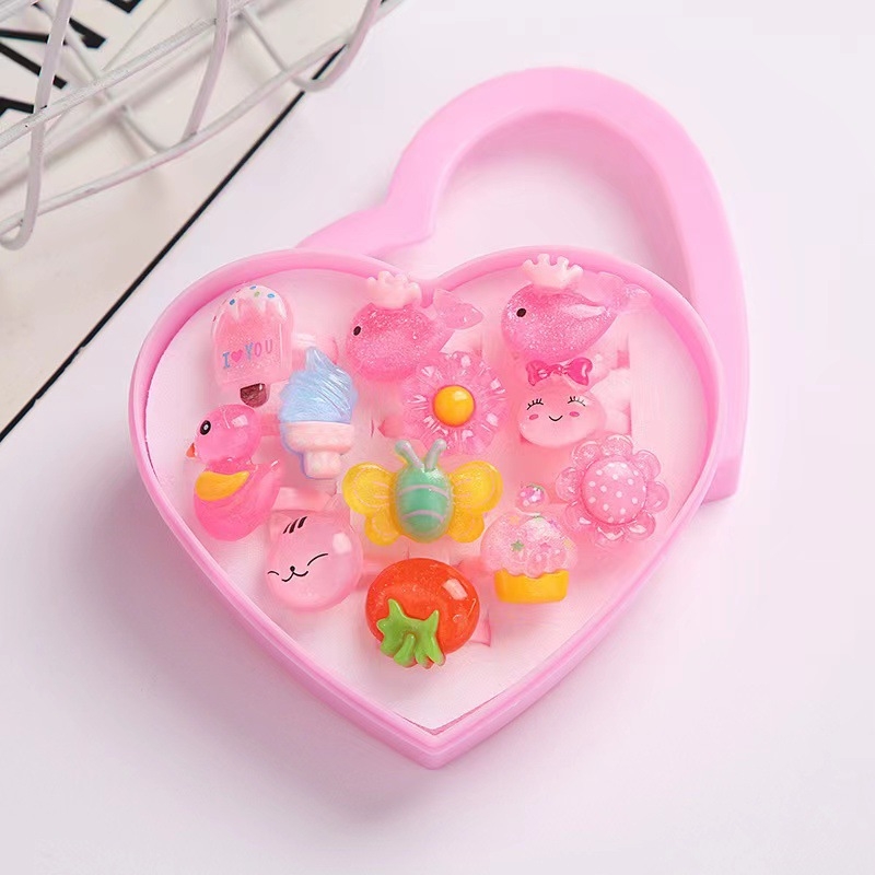 Inele noi pentru copii, pachet de 50, inele reglabile cu desene animate Cyber Celebrity pentru fete, set cadou, 61 de cadouri de Ziua Copilului