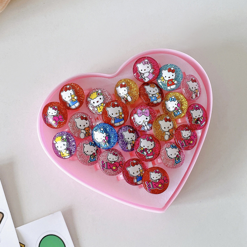 Inele noi pentru copii, pachet de 50, inele reglabile cu desene animate Cyber Celebrity pentru fete, set cadou, 61 de cadouri de Ziua Copilului