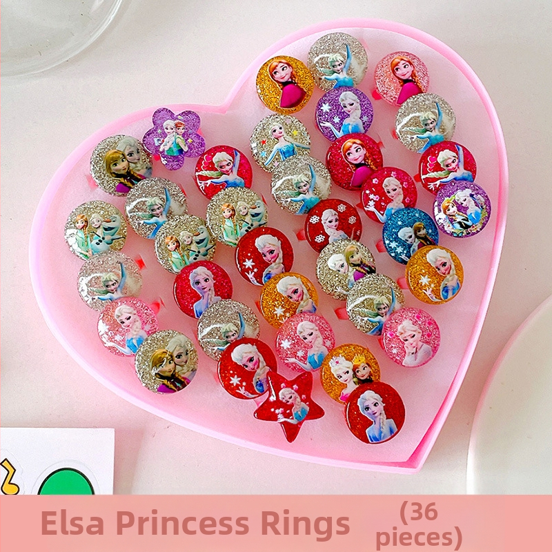 Inele noi pentru copii, pachet de 50, inele reglabile cu desene animate Cyber Celebrity pentru fete, set cadou, 61 de cadouri de Ziua Copilului