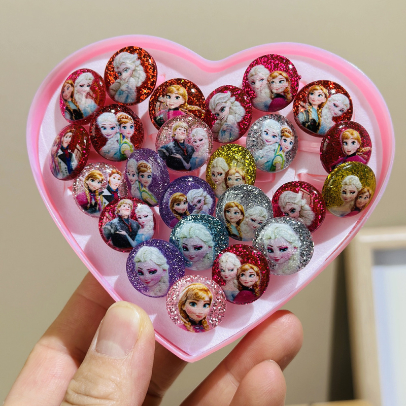 Inele noi pentru copii, pachet de 50, inele reglabile cu desene animate Cyber Celebrity pentru fete, set cadou, 61 de cadouri de Ziua Copilului