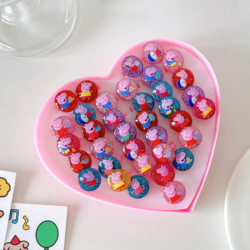 Inele noi pentru copii, pachet de 50, inele reglabile cu desene animate Cyber Celebrity pentru fete, set cadou, 61 de cadouri de Ziua Copilului