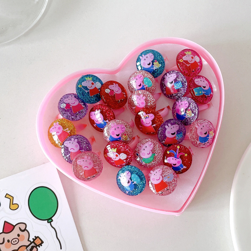 Inele noi pentru copii, pachet de 50, inele reglabile cu desene animate Cyber Celebrity pentru fete, set cadou, 61 de cadouri de Ziua Copilului