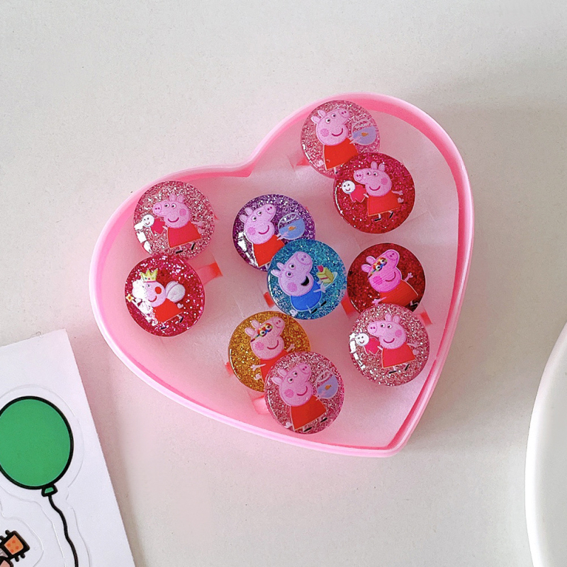 Inele noi pentru copii, pachet de 50, inele reglabile cu desene animate Cyber Celebrity pentru fete, set cadou, 61 de cadouri de Ziua Copilului