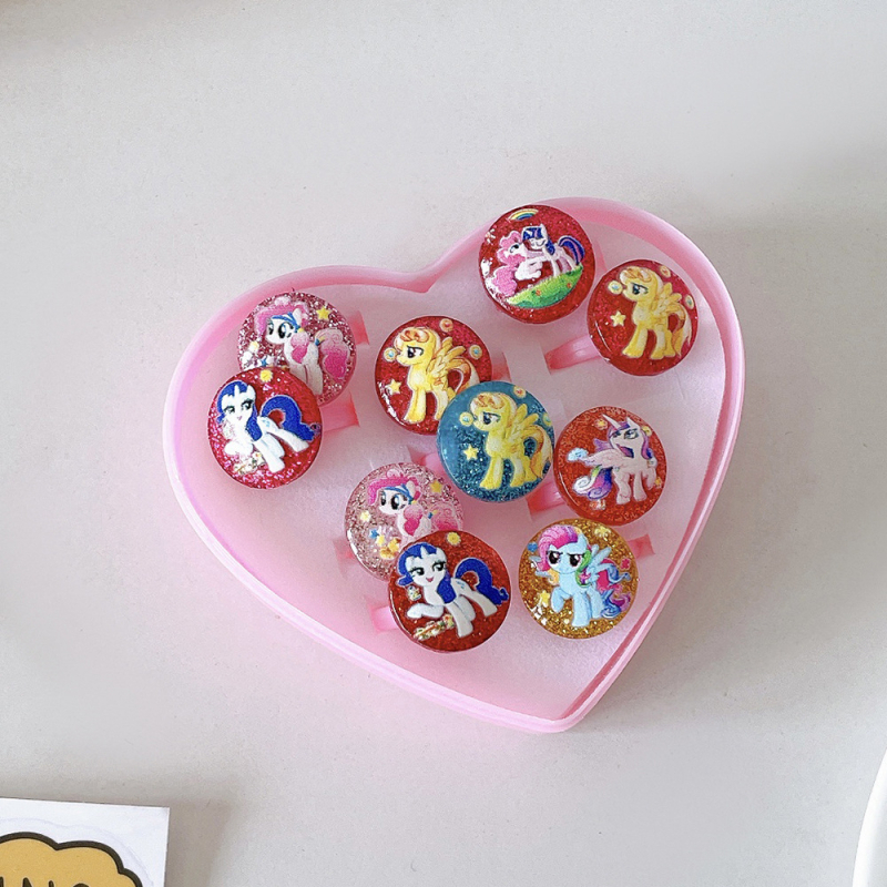 Inele noi pentru copii, pachet de 50, inele reglabile cu desene animate Cyber Celebrity pentru fete, set cadou, 61 de cadouri de Ziua Copilului