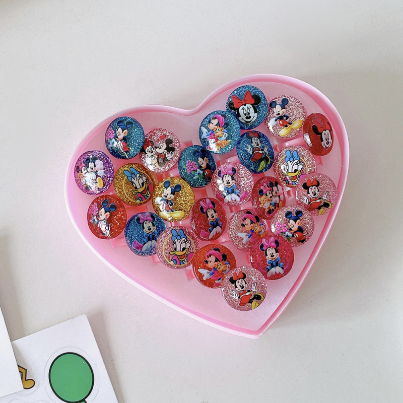 Inele noi pentru copii, pachet de 50, inele reglabile cu desene animate Cyber Celebrity pentru fete, set cadou, 61 de cadouri de Ziua Copilului