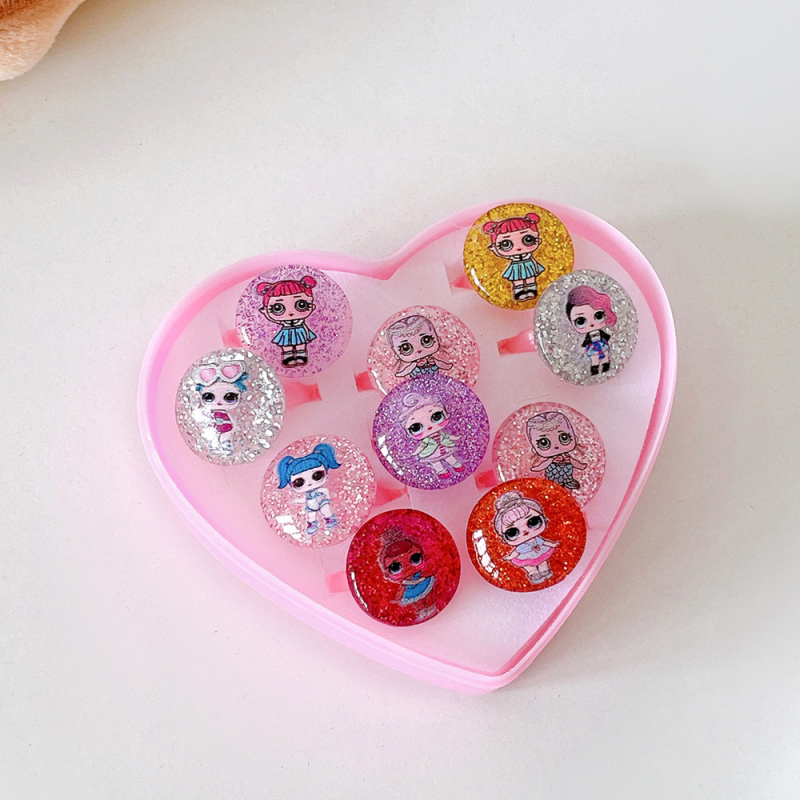 Inele noi pentru copii, pachet de 50, inele reglabile cu desene animate Cyber Celebrity pentru fete, set cadou, 61 de cadouri de Ziua Copilului