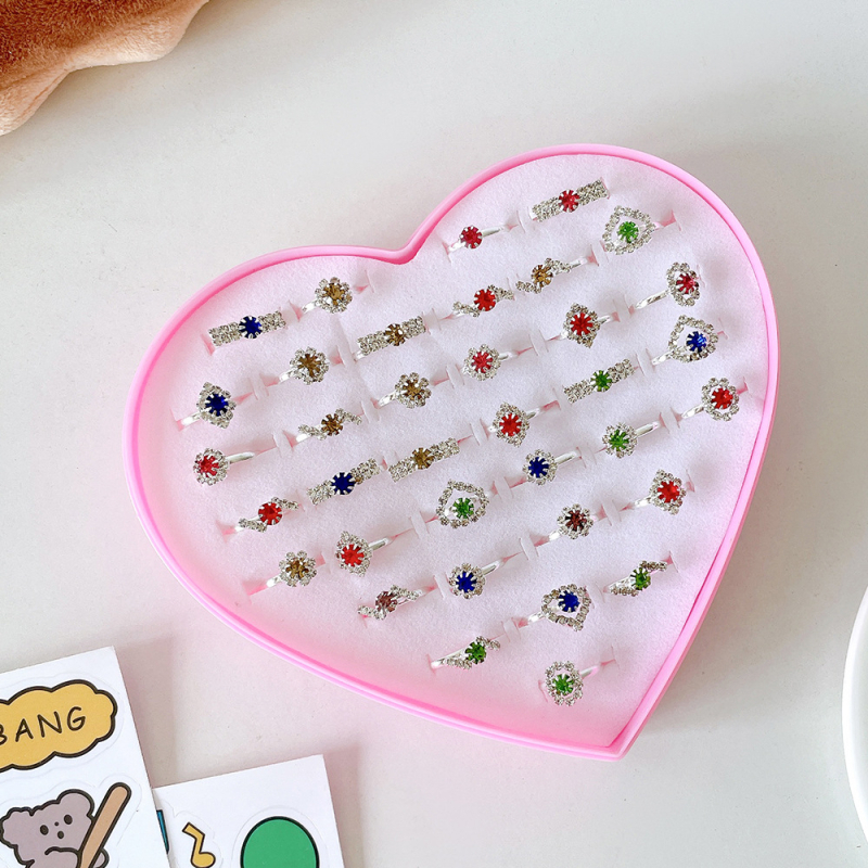 Inele noi pentru copii, pachet de 50, inele reglabile cu desene animate Cyber Celebrity pentru fete, set cadou, 61 de cadouri de Ziua Copilului