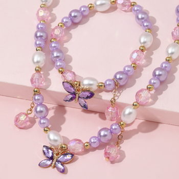 Nauji vaikų karoliai, apyrankės, papuošalai, kostiumai, karoliukai, papuošalai, mieli princesės mergaitės drugelio pakabuko aksesuarai