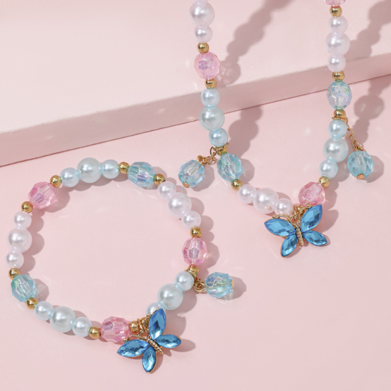 Nauji vaikų karoliai, apyrankės, papuošalai, kostiumai, karoliukai, papuošalai, mieli princesės mergaitės drugelio pakabuko aksesuarai