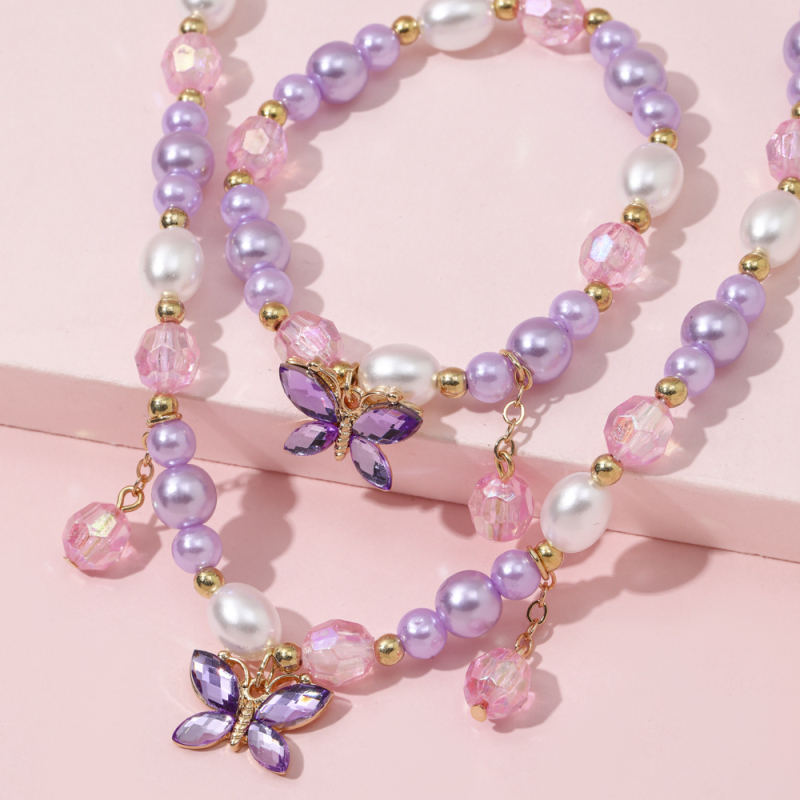 Nauji vaikų karoliai, apyrankės, papuošalai, kostiumai, karoliukai, papuošalai, mieli princesės mergaitės drugelio pakabuko aksesuarai