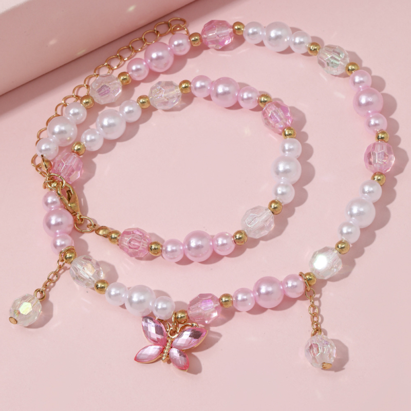 Nauji vaikų karoliai, apyrankės, papuošalai, kostiumai, karoliukai, papuošalai, mieli princesės mergaitės drugelio pakabuko aksesuarai