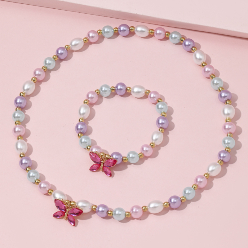 Nauji vaikų karoliai, apyrankės, papuošalai, kostiumai, karoliukai, papuošalai, mieli princesės mergaitės drugelio pakabuko aksesuarai