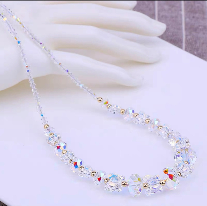 [Tootja] Väliskaubanduse kristalldisainiga kaelakee naiste rangluu helmestega ehted ligipääsetavad luksuslikud nišid läikivad tipptasemel sensatsioonilised