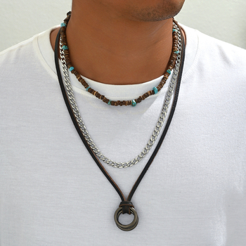 Amazoni piiriülene kuummüük meeste mitmekihiline virnastatud kaelakee ülikond retro moekaelakee allikas tehas laos hulgimüük