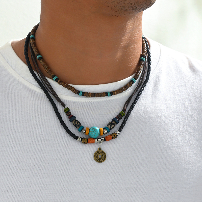 Amazoni piiriülene kuummüük meeste mitmekihiline virnastatud kaelakee ülikond retro moekaelakee allikas tehas laos hulgimüük