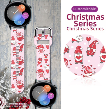 Kalėdinis raštuotas 20MM22MM23MM laikrodžio dirželis Huawei GT Samsung FB-Versa23 laikrodžiui