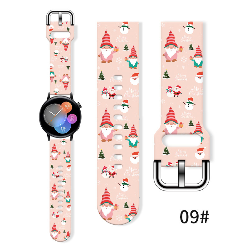 Kalėdinis raštuotas 20MM22MM23MM laikrodžio dirželis Huawei GT Samsung FB-Versa23 laikrodžiui