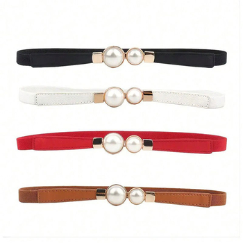 Ženski remen visokokvalitetni tanki remen s elastičnom dekoracijom za haljinu, kaput, struk, artefakt od bisera, tanki remen