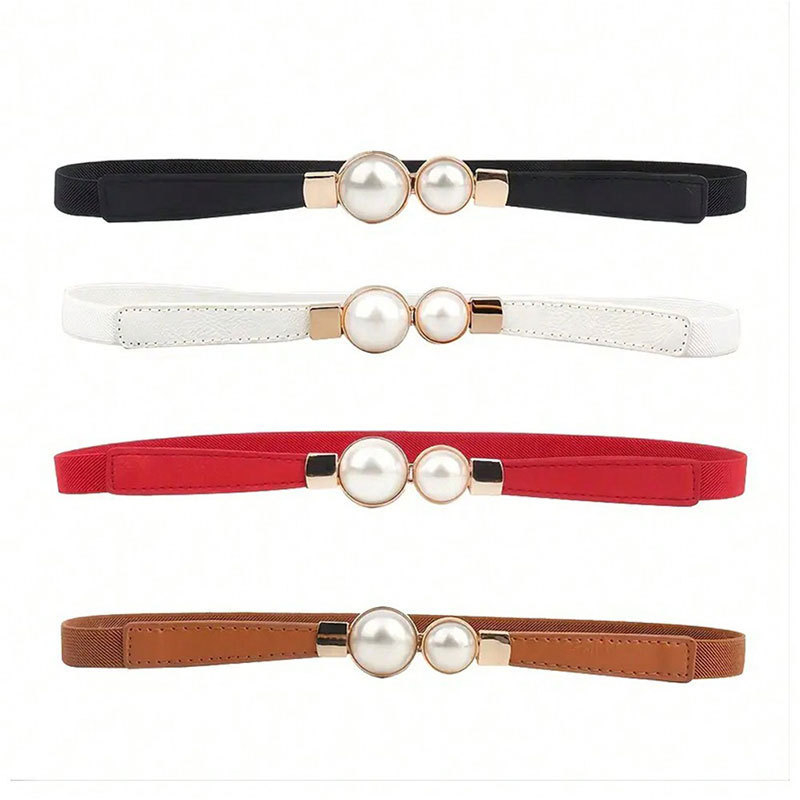 Ženski remen visokokvalitetni tanki remen s elastičnom dekoracijom za haljinu, kaput, struk, artefakt od bisera, tanki remen