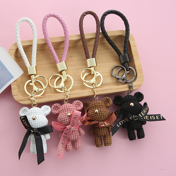 Sveķu moderna zīmola vilnas lāča atslēgu piekariņš, trīsdimensiju lelles mugursomas kulons, sieviešu universāls lāča automašīnas atslēgu piekariņš, piekarināms rotājums