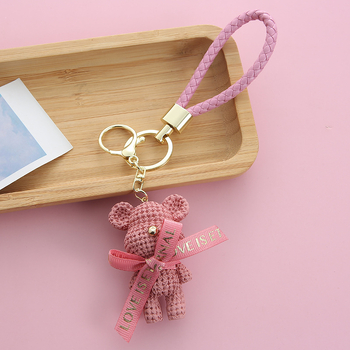 Sveķu moderna zīmola vilnas lāča atslēgu piekariņš, trīsdimensiju lelles mugursomas kulons, sieviešu universāls lāča automašīnas atslēgu piekariņš, piekarināms rotājums