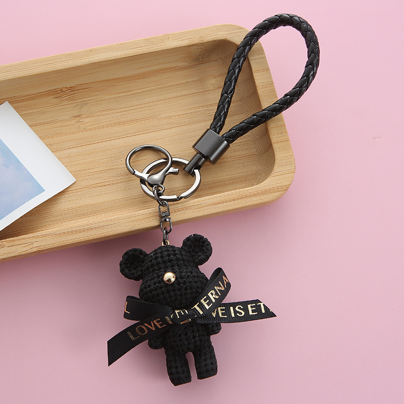 Sveķu moderna zīmola vilnas lāča atslēgu piekariņš, trīsdimensiju lelles mugursomas kulons, sieviešu universāls lāča automašīnas atslēgu piekariņš, piekarināms rotājums