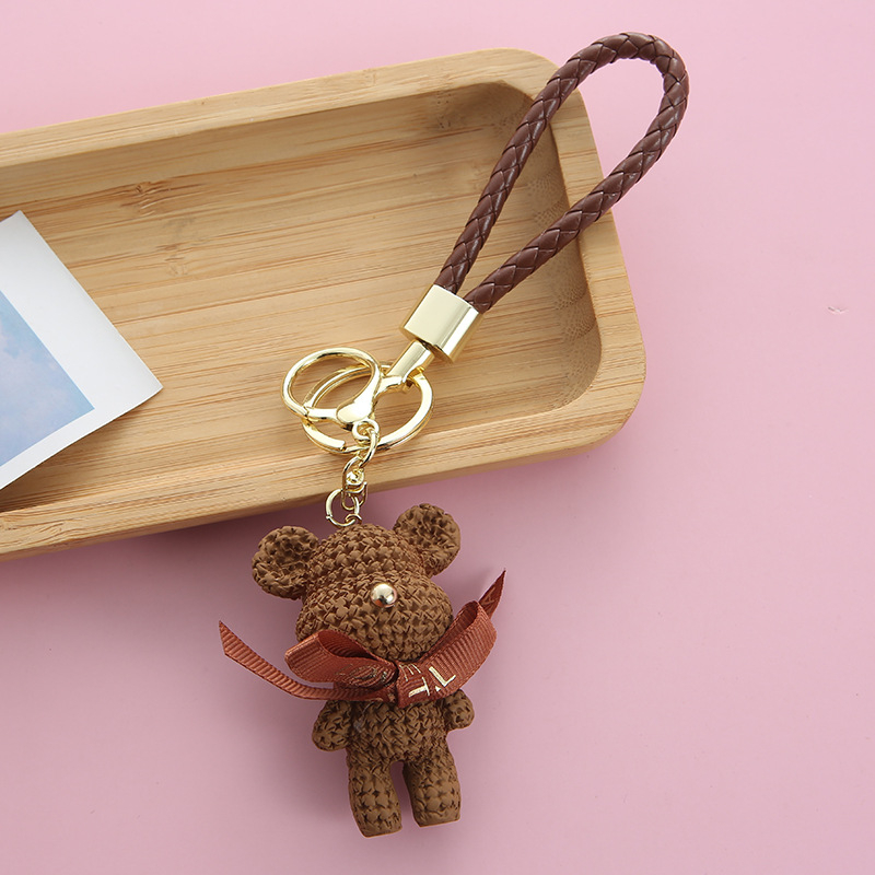 Sveķu moderna zīmola vilnas lāča atslēgu piekariņš, trīsdimensiju lelles mugursomas kulons, sieviešu universāls lāča automašīnas atslēgu piekariņš, piekarināms rotājums