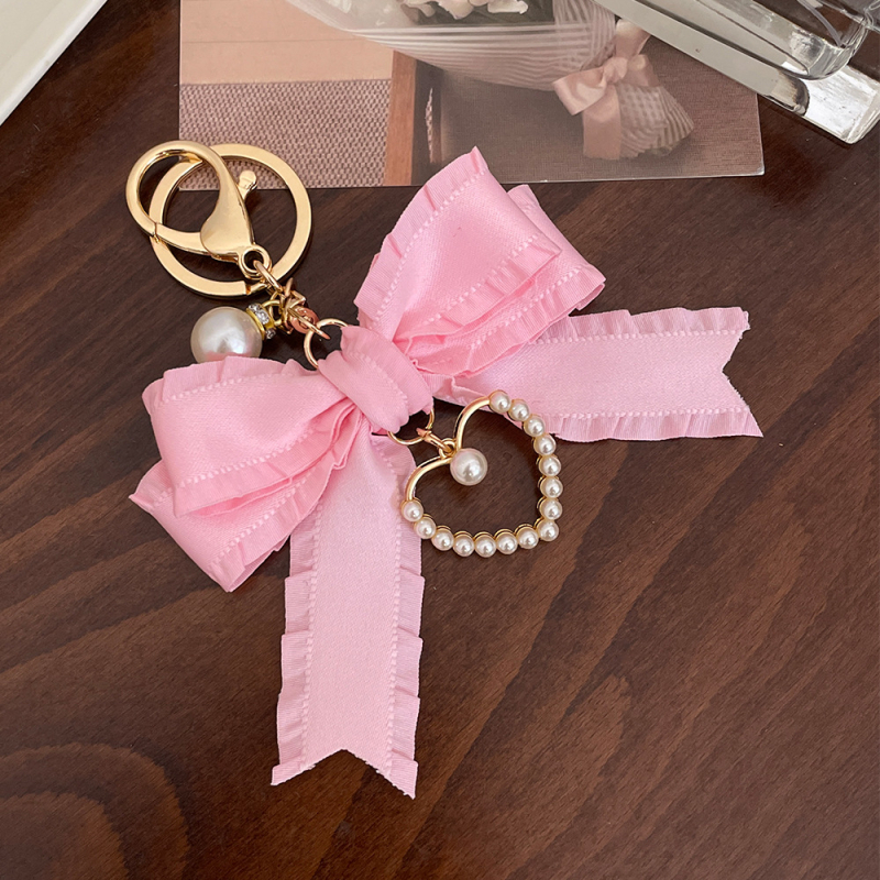 Korejiešu stila krokota lentes bantīte ar mīlestības automašīnas atslēgu piekariņu, dāmu soma, modes kulons, rūpnīcas tiešā pārdošana