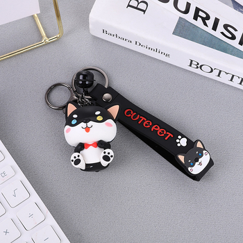 PVC minkšto plastiko mielas šuniuko automobilio raktų pakabukas, aksesuaras, stiliaus kabantis ornamentas, dovanų lėlės raktų pakabukas