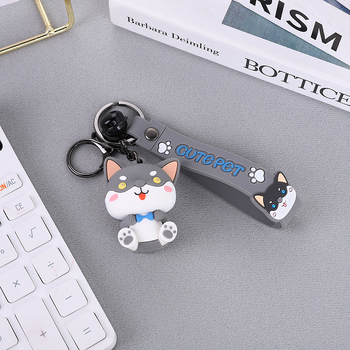 PVC minkšto plastiko mielas šuniuko automobilio raktų pakabukas, aksesuaras, stiliaus kabantis ornamentas, dovanų lėlės raktų pakabukas