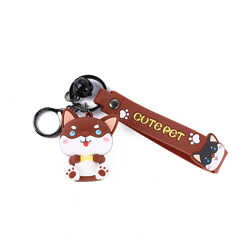 PVC minkšto plastiko mielas šuniuko automobilio raktų pakabukas, aksesuaras, stiliaus kabantis ornamentas, dovanų lėlės raktų pakabukas
