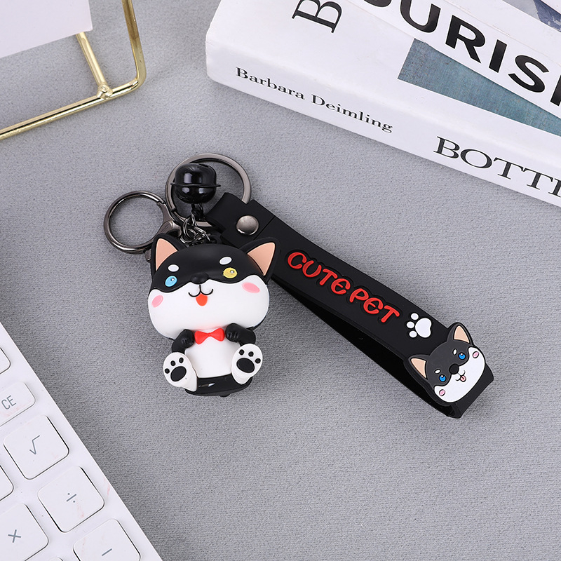 PVC minkšto plastiko mielas šuniuko automobilio raktų pakabukas, aksesuaras, stiliaus kabantis ornamentas, dovanų lėlės raktų pakabukas