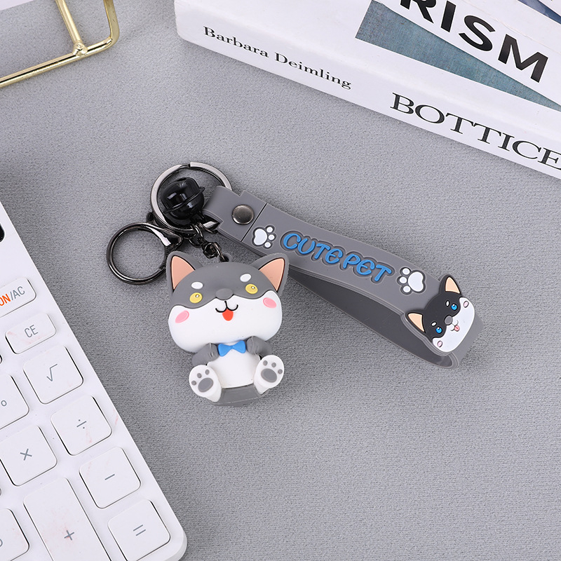 PVC minkšto plastiko mielas šuniuko automobilio raktų pakabukas, aksesuaras, stiliaus kabantis ornamentas, dovanų lėlės raktų pakabukas