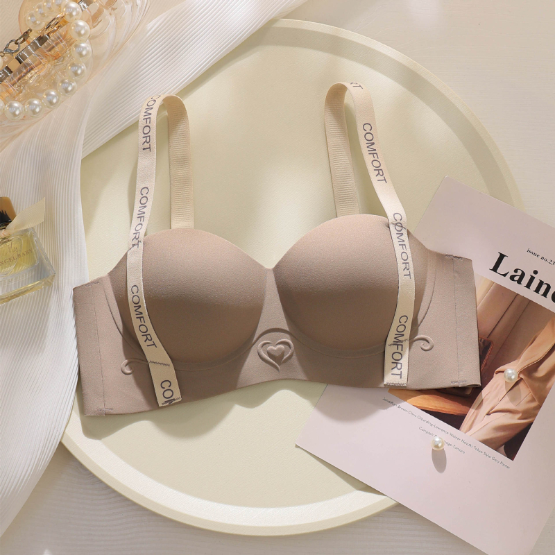 Sutien de damă cu fermoar și imprimeu piersică, cu jumătate de cupă, push-up pentru sâni mici, pentru a arăta mai mare, fără inele de oțel, intim, anti-lăsare, pentru femei