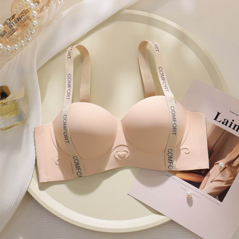 Sutien de damă cu fermoar și imprimeu piersică, cu jumătate de cupă, push-up pentru sâni mici, pentru a arăta mai mare, fără inele de oțel, intim, anti-lăsare, pentru femei