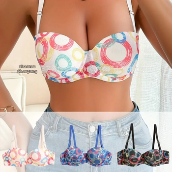 Tehase hulgimüük piiriülesele Euroopale ja Ameerika Ühendriikidele plahvatustrüki värvi terasest rõngaspesu värviline rinnahoidja seksikas kortsutatud rinnahoidja