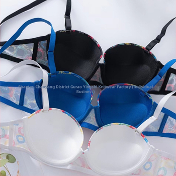 Tehase hulgimüük piiriülesele Euroopale ja Ameerika Ühendriikidele plahvatustrüki värvi terasest rõngaspesu värviline rinnahoidja seksikas kortsutatud rinnahoidja