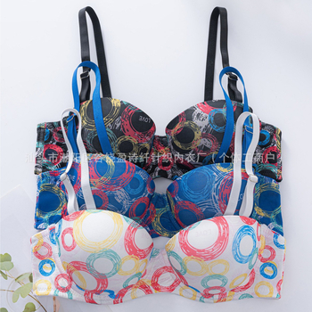 Tehase hulgimüük piiriülesele Euroopale ja Ameerika Ühendriikidele plahvatustrüki värvi terasest rõngaspesu värviline rinnahoidja seksikas kortsutatud rinnahoidja