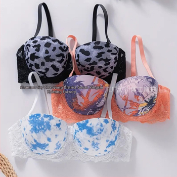 Lenjerie sexy din fabrică, explozii transfrontaliere, sutien cu imprimeu din dantelă și inel de oțel, lenjerie confortabilă, adunată, en-gros