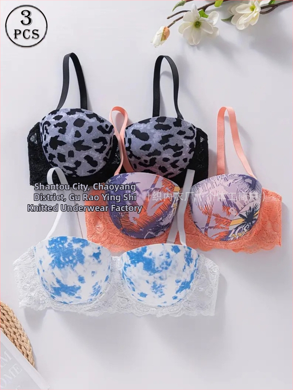 Lenjerie sexy din fabrică, explozii transfrontaliere, sutien cu imprimeu din dantelă și inel de oțel, lenjerie confortabilă, adunată, en-gros