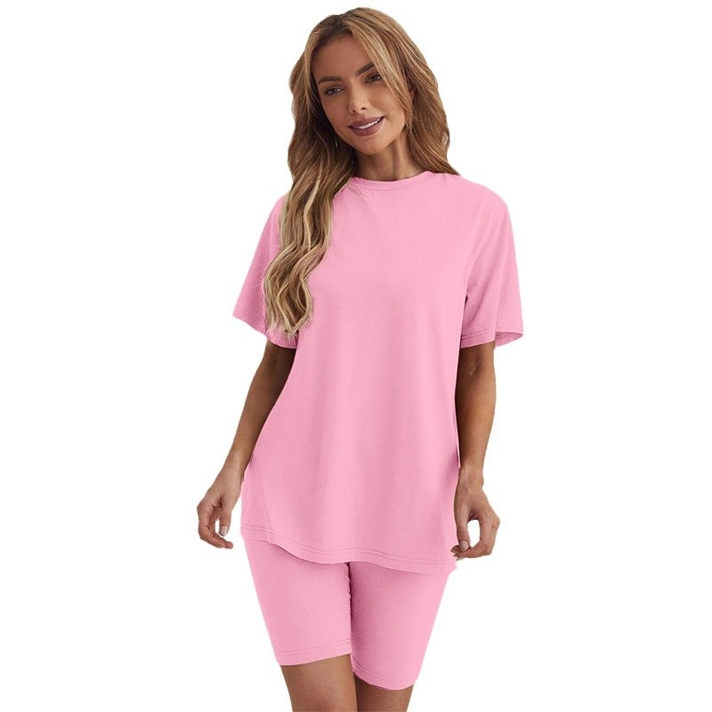 Predimenzionirana plus size majica kratkih rukava, uske kratke hlače, vanjska odjeća, pidžama, žensko široko, slim-fit odijelo za europsko i američko prozračno ležerno odijelo